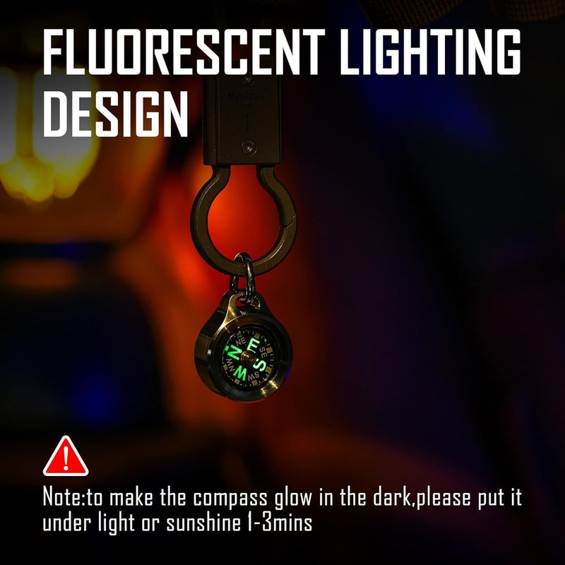 MecArmy CMP Titanium/Brass EDC Compass - Teardrop Design with Glow in the Dark Feature - Image 2