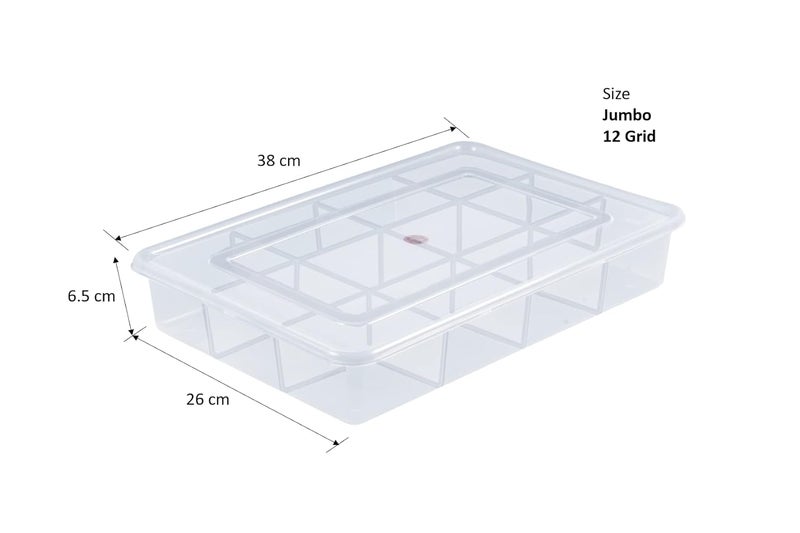 SHOPATHON INDIA 12 Grids High Thickness Plastic Multipurpose Rectangular Storage Box with Tight Lid Jumbo - Image 2
