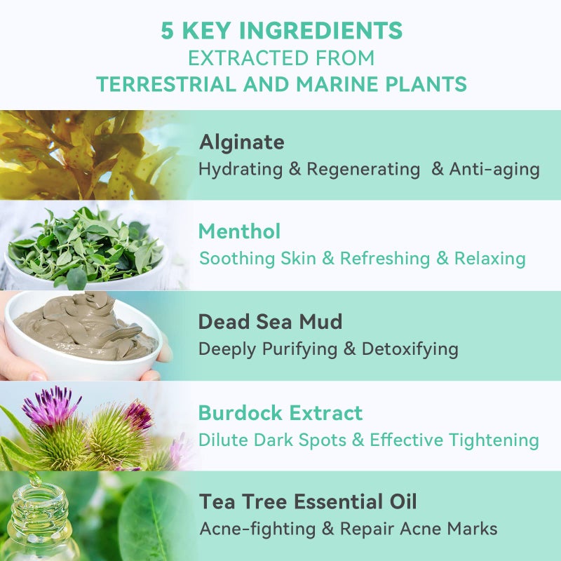 Fasplendor Tea Tree Peel-Off Jelly Face Mask Powder, Professional Spa-Quality Alginate Facial Mask for Deep Cleansing, Blackhead & Acne Removal, 8 Sachet, Made in France - Image 3