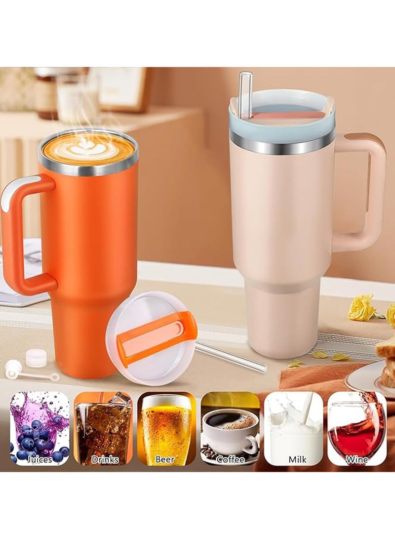 Jorunb 40 oz Tumbler with Handle and Straw, Insulated Stainless Steel Coffee Tumbler with Lid, Double Walled Travel Mug Water Bottle Cup, Large Tumbler for Hot and Cold Drinks Khaki - Image 4