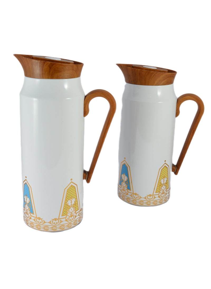 Home Maker 2-Piece Thermal Flask Set – 0.75L & 1L – Stainless Steel Exterior with Inner Glass Insulation  - Image 1