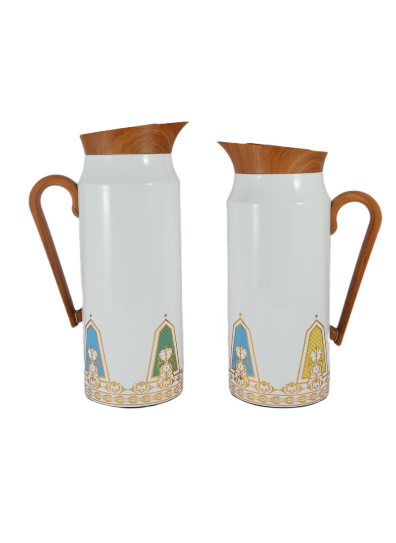 Home Maker 2-Piece Thermal Flask Set – 0.75L & 1L – Stainless Steel Exterior with Inner Glass Insulation  - Image 2