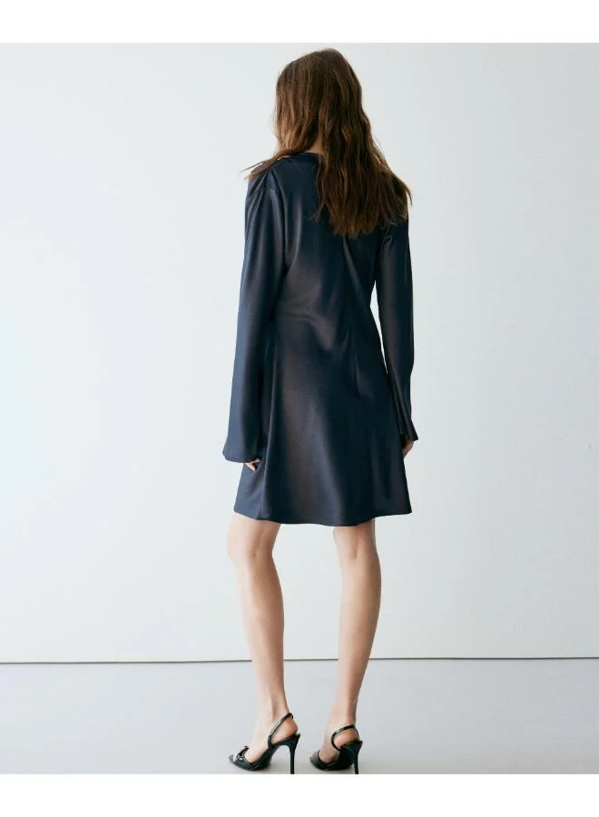 Mango Satin draped dress