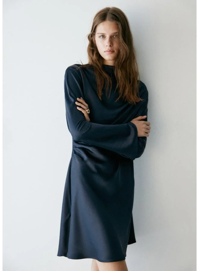 Mango Satin draped dress