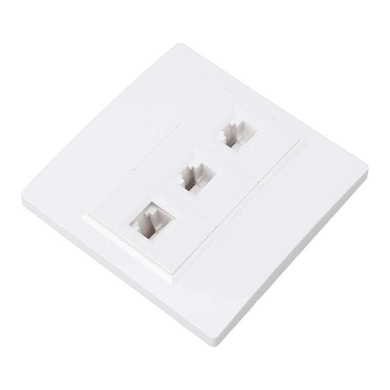 لوحة حائط إيثرنت Cat 6 بثلاثة منافذ بحجم قياسي من أنثى إلى أنثى - لوحة حائط كيستون سهلة الاستخدام لتوصيل الشبكة المنزلية - Image 3