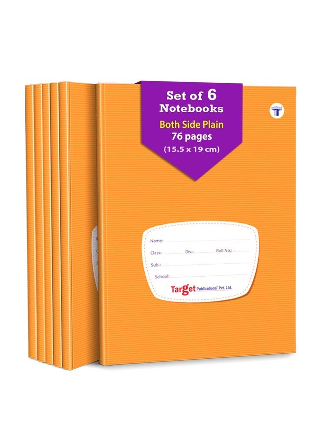 TARGET PUBLICATIONS Both Sides Blank Small Notebooks for Kids and Students | 76 Plain Unruled Pages | Hard Bound Cover | 15.5 cm x 19 cm Approx | Pack of 6 Books | for Children School and Office Use | GSM 57 - Image 1