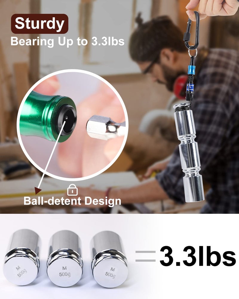 Katerk 6pcs 1/4 inch Hex Shank Aluminum Alloy Screwdriver Bits Holder 2 Sets, Light-weight Quick-change Extension Bar Keychain Drill Screw Adapter Change Portable (With Black Carabiner) - Image 4
