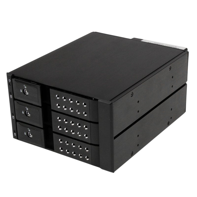 StarTech.com 3-Bay Hot Swap Backplane for 3.5in SAS II/SATA III - 6 Gbps HDD - Aluminum Trayless Mobile Rack Backplane (HSB3SATSASBA),Black - Image 1