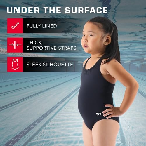 TYR Girls' Standard Durafast Lite Ella Maxfit Swimsuit, Navy, Medium - Image 3