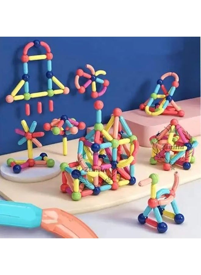 Clicko Magnetic Stick Building Block Set, 100-Piece Extra-Strong Montessori STEM Toys for Kids, Magnetic Construction & Stacking Educational Kit with Storage Bin for Boys & Girls - Image 3