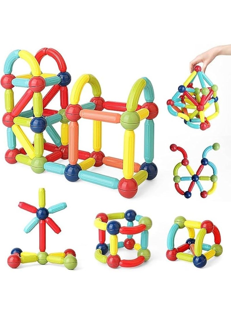 Clicko Magnetic Stick Building Block Set, 100-Piece Extra-Strong Montessori STEM Toys for Kids, Magnetic Construction & Stacking Educational Kit with Storage Bin for Boys & Girls - Image 4