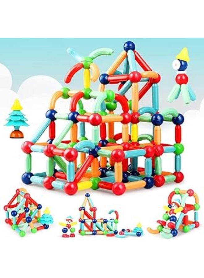 Clicko Magnetic Stick Building Block Set, 100-Piece Extra-Strong Montessori STEM Toys for Kids, Magnetic Construction & Stacking Educational Kit with Storage Bin for Boys & Girls - Image 2