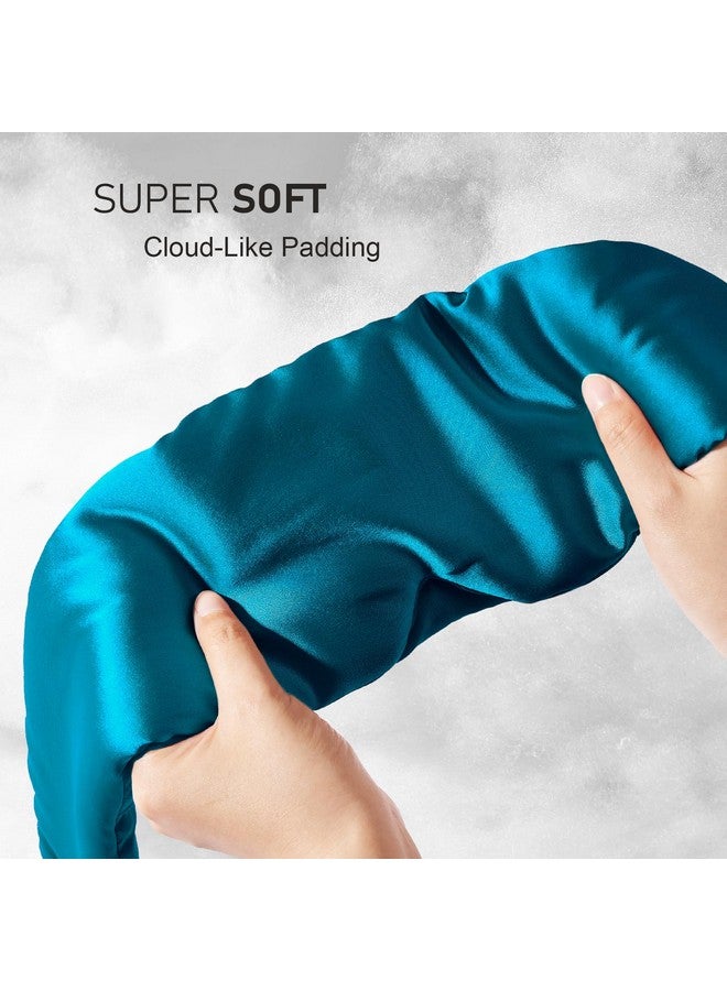 LitBear Silk Sleep Mask for Side Sleeper, Eye Mask Sleeping for Women Men 100% 22 Momme Pure Mulberry Silk, Face-Hugging Padded Silk Eye Cover for Sleeping with Adjustable Band (Peacock Blue) - Image 2
