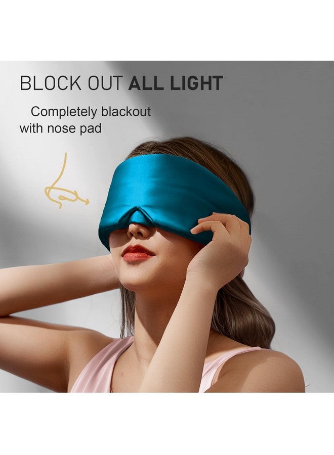 LitBear Silk Sleep Mask for Side Sleeper, Eye Mask Sleeping for Women Men 100% 22 Momme Pure Mulberry Silk, Face-Hugging Padded Silk Eye Cover for Sleeping with Adjustable Band (Peacock Blue) - Image 3