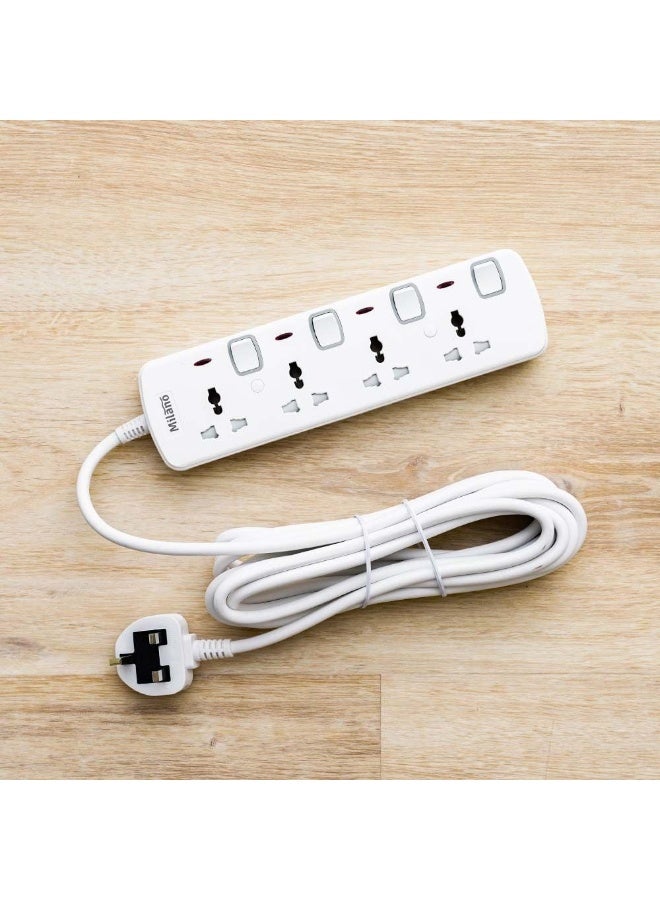 DANUBE HOME Milano Extension Chord 4 Outlets Power Strip Extension Lead Extension Board 4W 5M - Image 1