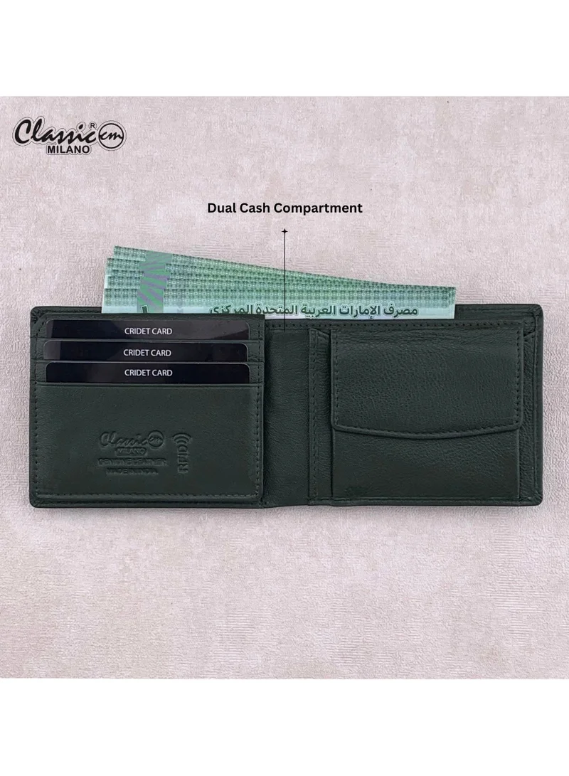 Classic Milano Classic Milano Men’s Wallet – Slim Bifold Leather Wallet for Men with RFID Blocking, Multiple Card Slots & Middle Zip – Stylish Mens Purse Wallets Gift for Husband, Father