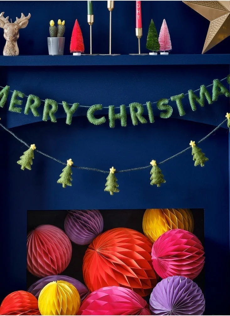 Ginger Ray Green Felt Merry Christmas Bunting Banner