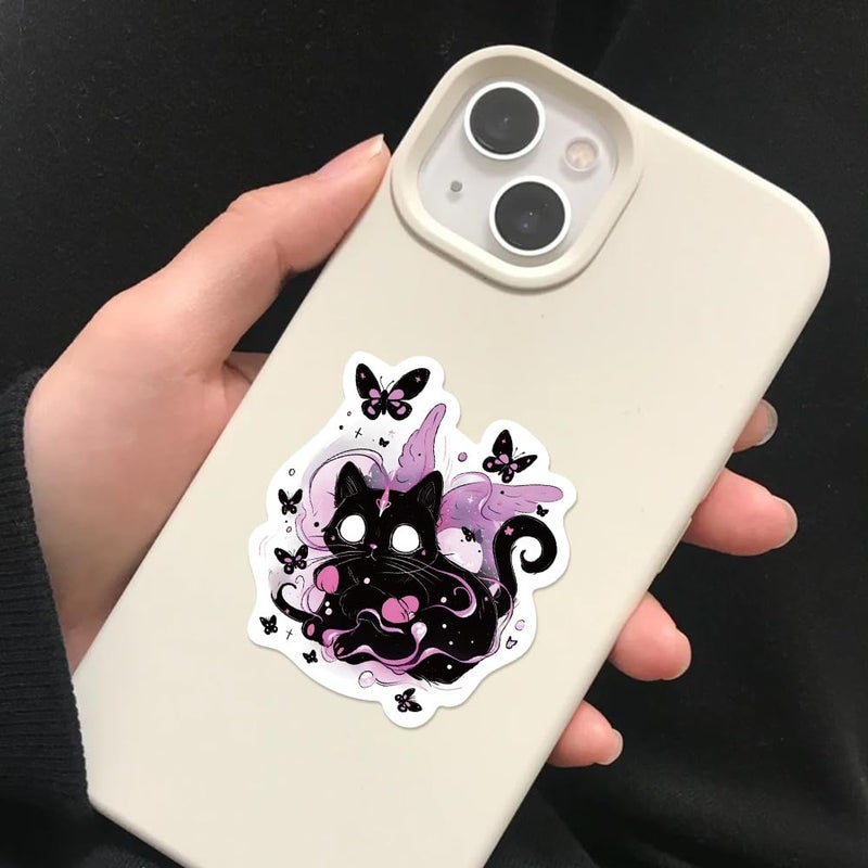 Pigbit 50Pcs Horror Goth Witchy Black Cat Stickers - Waterproof Vinyl Gothic Spooky Cat Stickers for Scrapbooks,Laptops,Water Bottle,Halloween,Journals - Image 5
