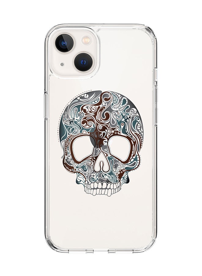 Stylizedd Classic Clear Case for Apple iPhone 14 Plus Case Hybrid Soft Cover Flexible Edges Anti Drop TPU PC Gel Thin Transparent Cover - Skully Tattoo