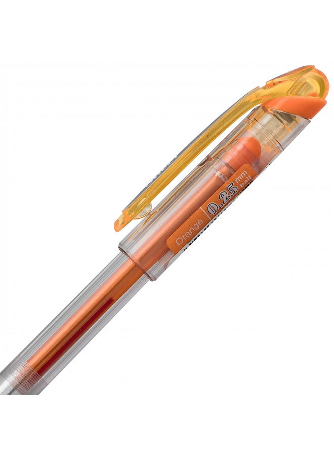 Pentel Arts Slicci 0.25 mm Extra Fine Gel Pen, Orange Ink, Box of 12 (BG202-F1) - Image 2
