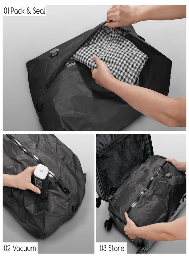 Tiagowell 2 Pack Vacuum Bags for Travel with Air Pump, TPU Reusable Vacuum Compression Bags for Travel with Waterproof Zipper, Space Saver Bag for Suitcase, Backpack, Black - Image 4