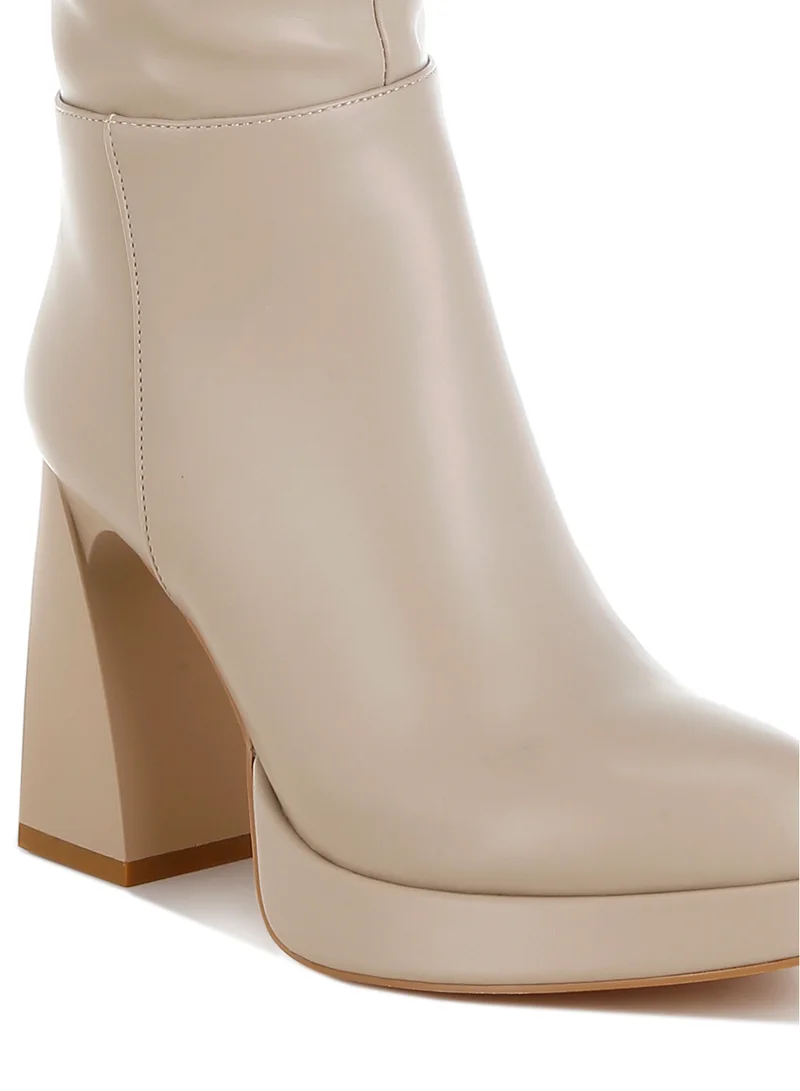 London Rag Faux Leather Knee-High Boots in Beige