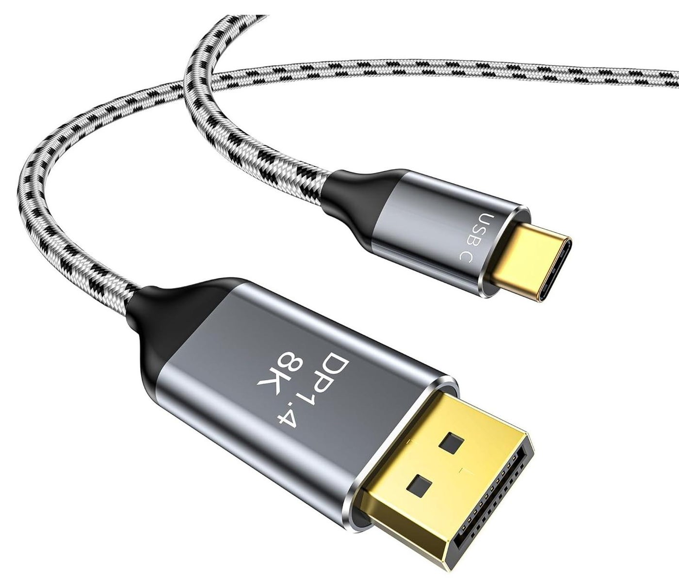 8K USB C to DisplayPort 1.4 Cable, Type C to DisplayPort Cable (8K@60Hz, 4K@165Hz/144Hz/120Hz), 32.4Gbps, USB-C to DP Cable Compatible for MacBook Pro/Air, iPad, XPS -Braided Cord,Type C to DP(3M,1PACK)