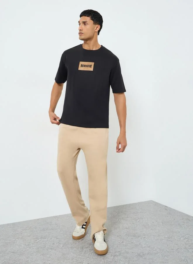 Styli Men Black Graphic Print Oversized T-Shirt