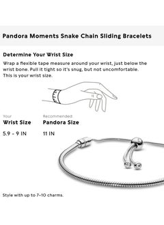 PANDORA PANDORA Jewelry Moments Sterling Silver Slider Snake Cubic Zirconia Bracelet  - Image 1
