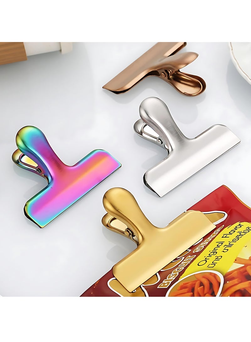 6PCS Stainless Steel Food Bag Clips, Heavy Duty Sealing Clips for Food Storage, Rust-Resistant Snack Clips for Kitchen and Office - Gold  - Image 4