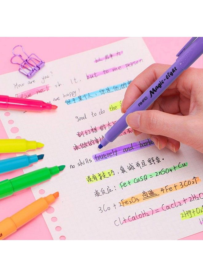 AIHAO أقلام تمييز بألوان متنوعة طرف مائل مجموعة 24 قلم بألوان حبر متنوعة - Image 5