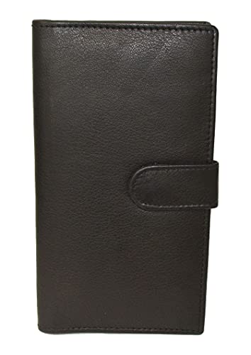 LB LEATHERBOSS Leatherboss Genuine Leather Checkbook Cover Holder Wallet with Snap Closure, Black - Image 1