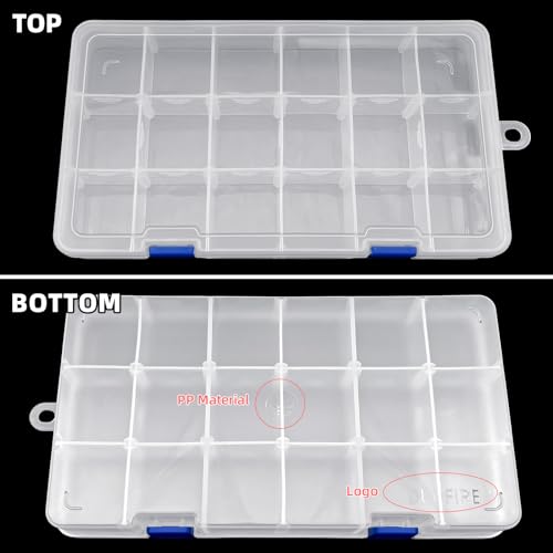 DUOFIRE Plastic Organizer Container Storage Box Adjustable Divider Removable Grid Compartment for Jewelry Beads Earring Tool Fishing Hook Small Accessories(18 grids, White X 2) - Image 3