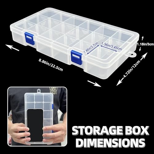 DUOFIRE Plastic Organizer Container Storage Box Adjustable Divider Removable Grid Compartment for Jewelry Beads Earring Tool Fishing Hook Small Accessories(18 grids, White X 2) - Image 2