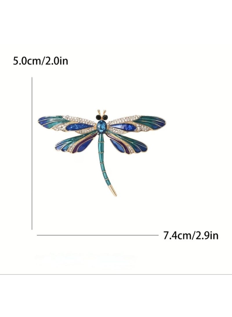 Luxury & Trendy Crystal Rhinestone Accessory Brooch Pin for Women, for clothes and Bags Fashion Enamel Available in different shapes and colors Gold/Silver (Dragonfly 1) - Image 2