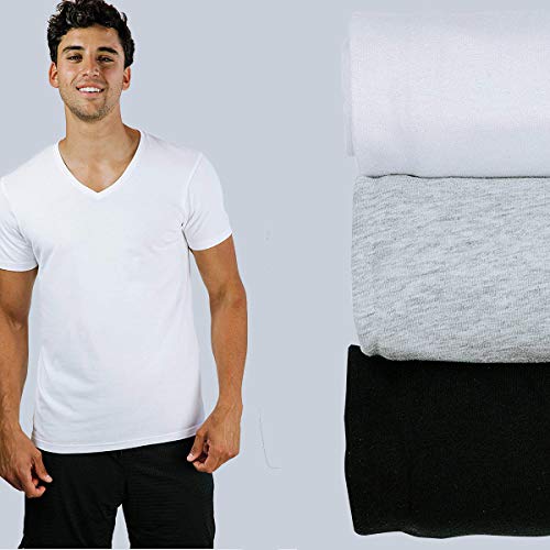 Pair of Thieves Men's 3-Pack Super Soft V-Neck T-Shirt, White/Black, Small - Image 2
