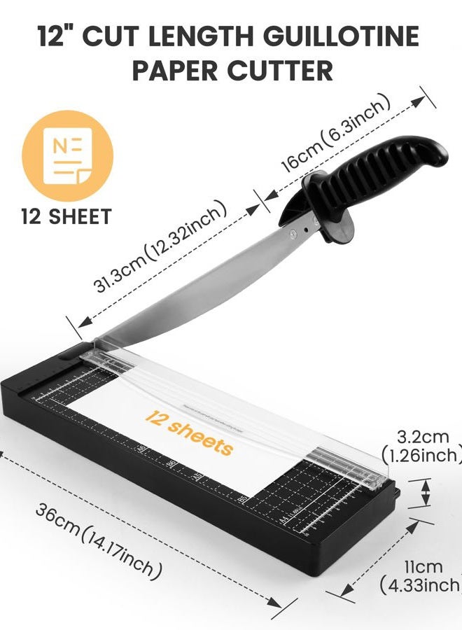 Makeasy Paper Cutter 12 Inch, Guillotine Paper Cutter with 8 Sheet Capacity, Heavy Duty Paper Cutter for Cardstock, Paper Trimmer for Crafting, Classroom and Office - Image 2