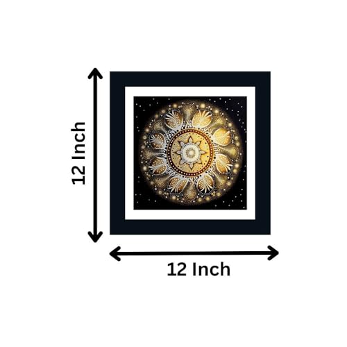 DEKORSTATION Beautiful Australian Aboriginal Artwork Gold White Mandala Art Design Framed Wall Painting for Bedroom, Living Room, Office, Home Decoration (12 x 12 Inch) - Image 4