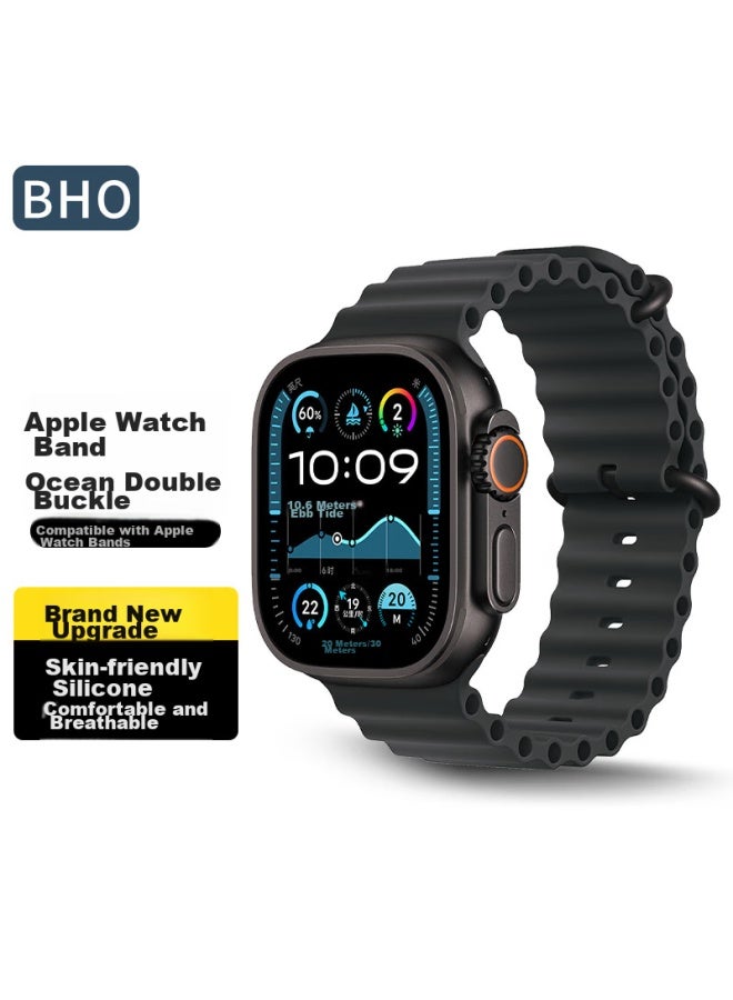 Bho مناسب لأربطة Apple Watch، Apple Watch S10/s9/ultra2 Ocean Band، Iwatch S8/7/6/5/4/se سوار ساعة من السيليكون - Image 1