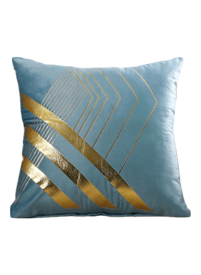Loquat Velvet Gilded Geometric Pattern Printed Cushion Cover Blue/Gold 45x45cm - Image 1