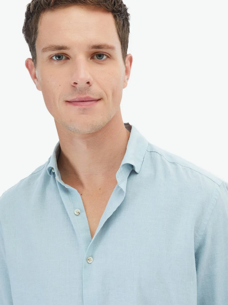 كيب Mint Plain Regular Fit Woven Casual Cotton Blend Shirt