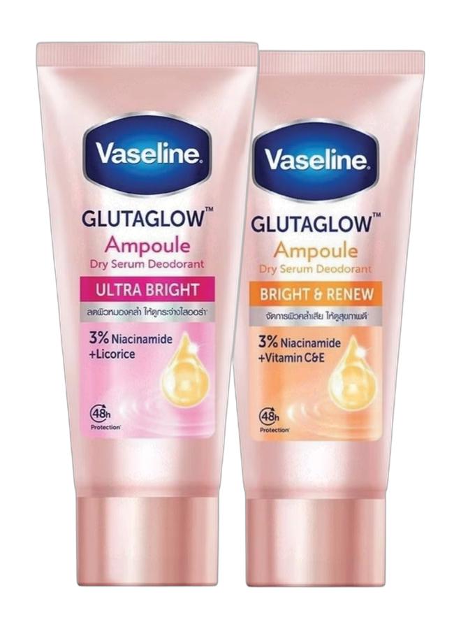 Vaseline Glutaglow Ultra Bright Ampoule Dry Serum Deodorant - 45ml & Glutaglow Bright & Renew Ampoule Dry Serum Deodorant - 45ml Bundle - Image 1