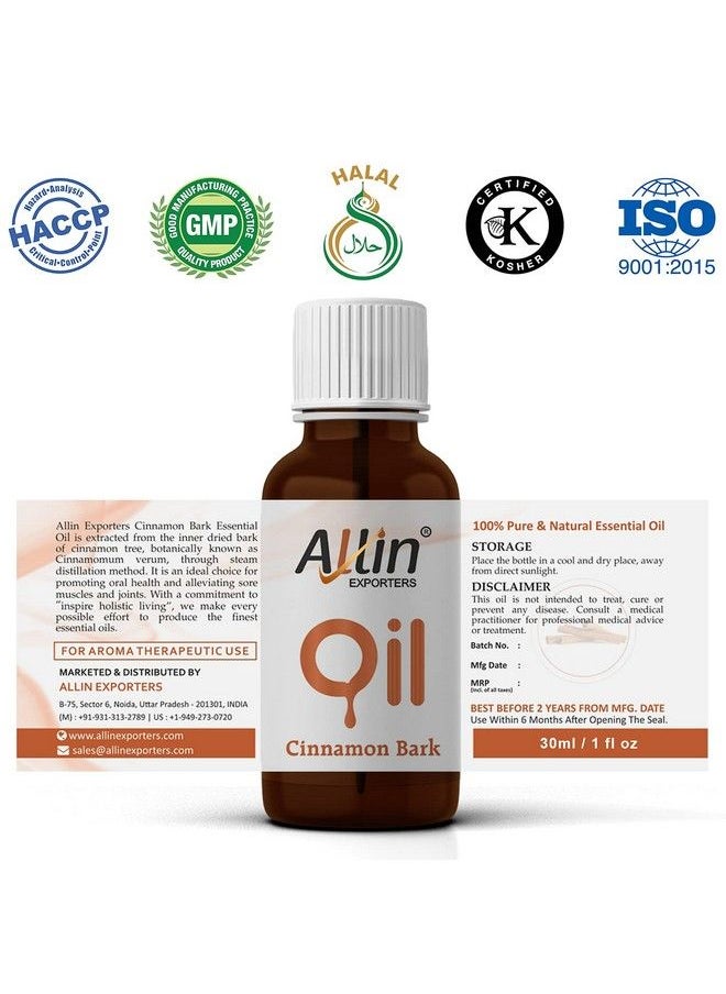 Allin Exporters Cinnamon Bark Oil 100% Natural Pure & Therapeutic Grade For Skin Acne Face Hair Aromatherapy Diffuser & Massage (30 Ml)  - Image 5