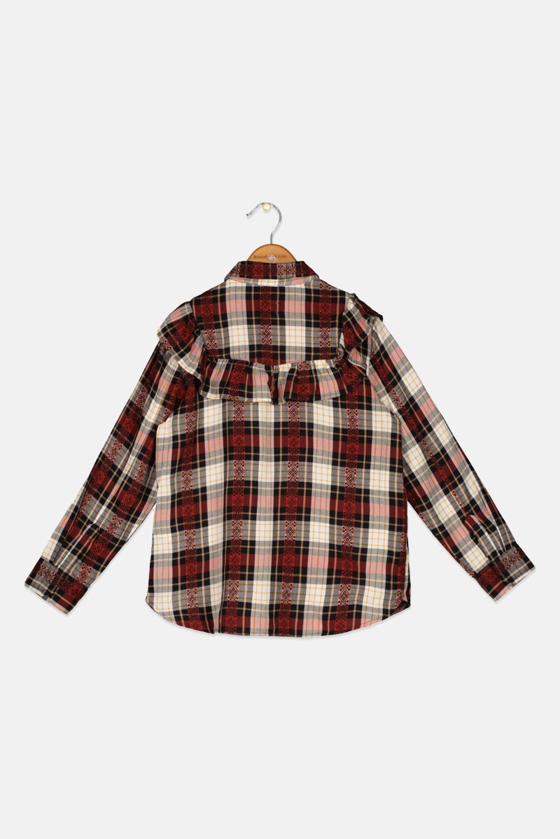 Pepe Jeans بلوزة طويلة الأكمام للفتيات الأطفال، كارو، مارون - Image 2