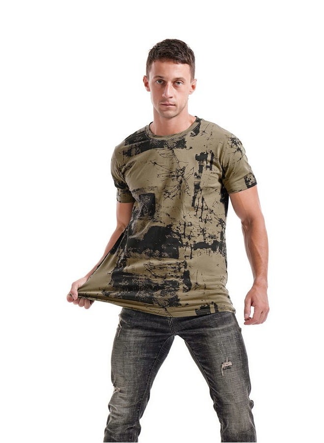 KLIEGOU Mens Hipster Hip-Hop Premiun Tees - Latest Fashion Print T-Shirts, 606 Army Green, L - Image 4