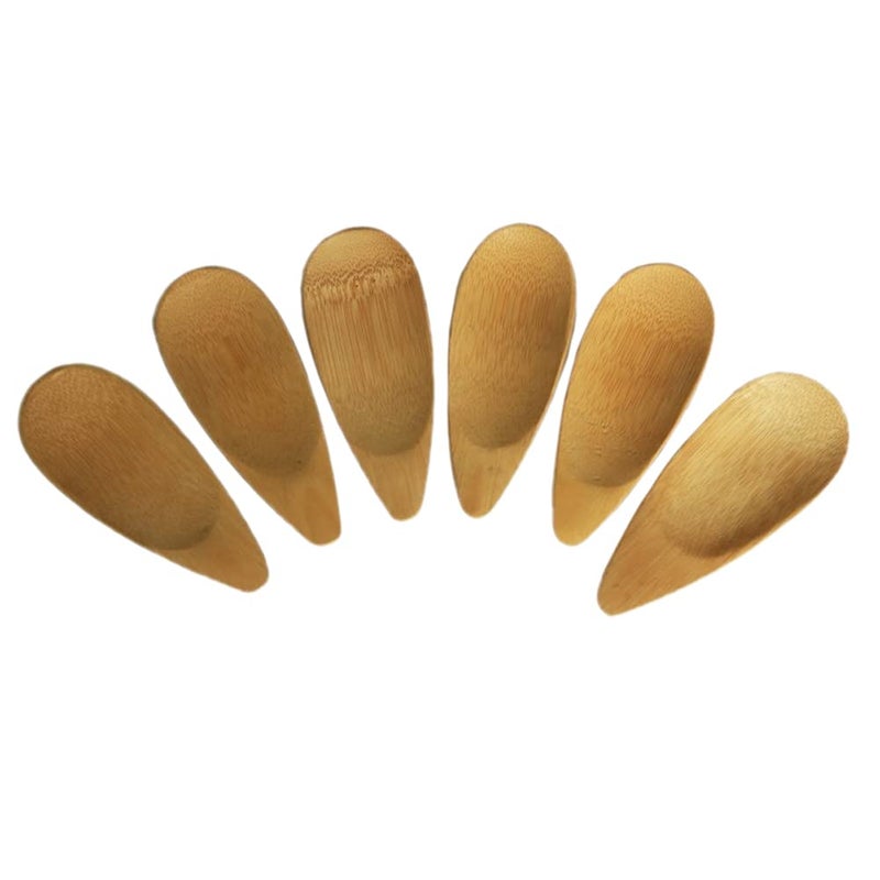 lasenersm 6 Pieces Bamboo Tea Spoon Bamboo Scoops Bath Salt Spoon Wooden Condiment Spoon for Loose Tea Candy Spices Coffee Beans 394 x 157 Inches Natural Color