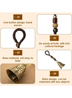 CMGTYYD Chinese Feng Shui Bell Six Character Pure Brass Bells Window Door Home Pendant Car Keychains Beautiful Symbolism Good Luck Wealth and Safe for Home Decoration, Office Decoration(2.6x1.5x1.1in)  - Image 4