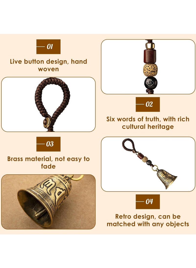 CMGTYYD Chinese Feng Shui Bell Six Character Pure Brass Bells Window Door Home Pendant Car Keychains Beautiful Symbolism Good Luck Wealth and Safe for Home Decoration, Office Decoration(2.6x1.5x1.1in)  - Image 4
