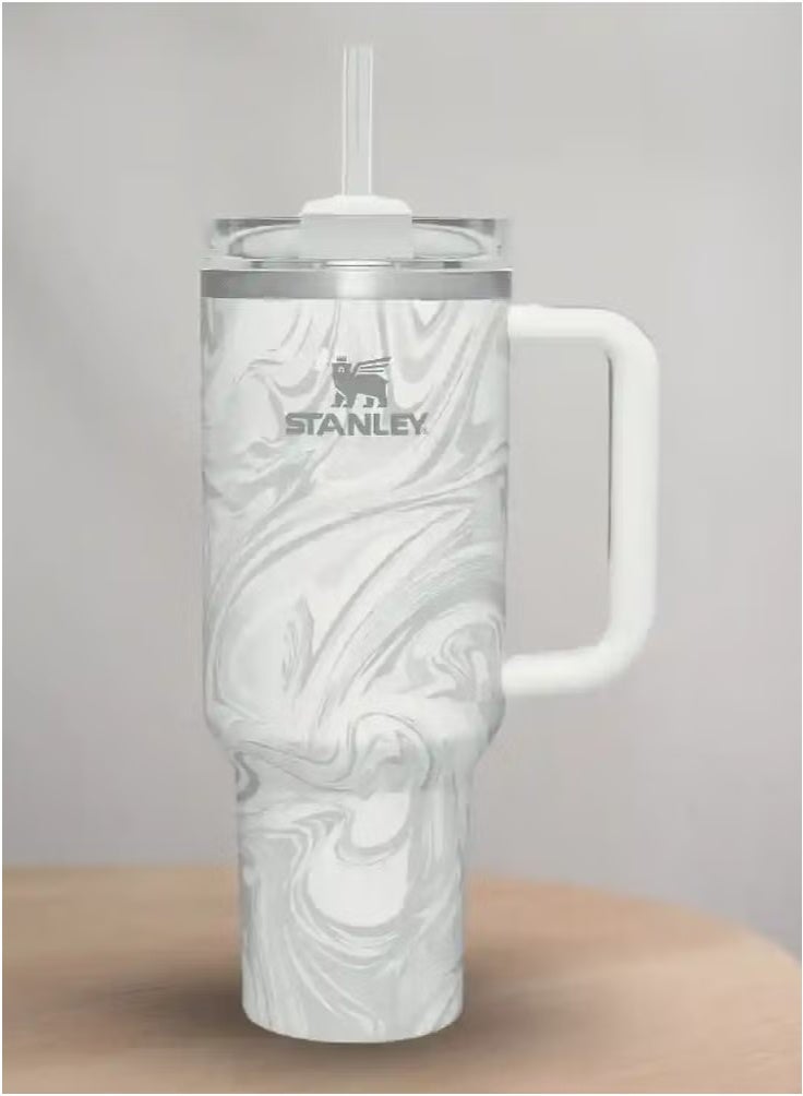 Stanley 2-Pack Quencher H2.0 FlowState 40oz Stainless Steel Tumblers with Leak-Resistant Lid & Straw – Double-Walled Vacuum Insulated Travel Mugs – Rose Quartz & Swirl – Hot & Cold Beverage Cup for Gym, Office, Commute & Daily Hydration - Image 3