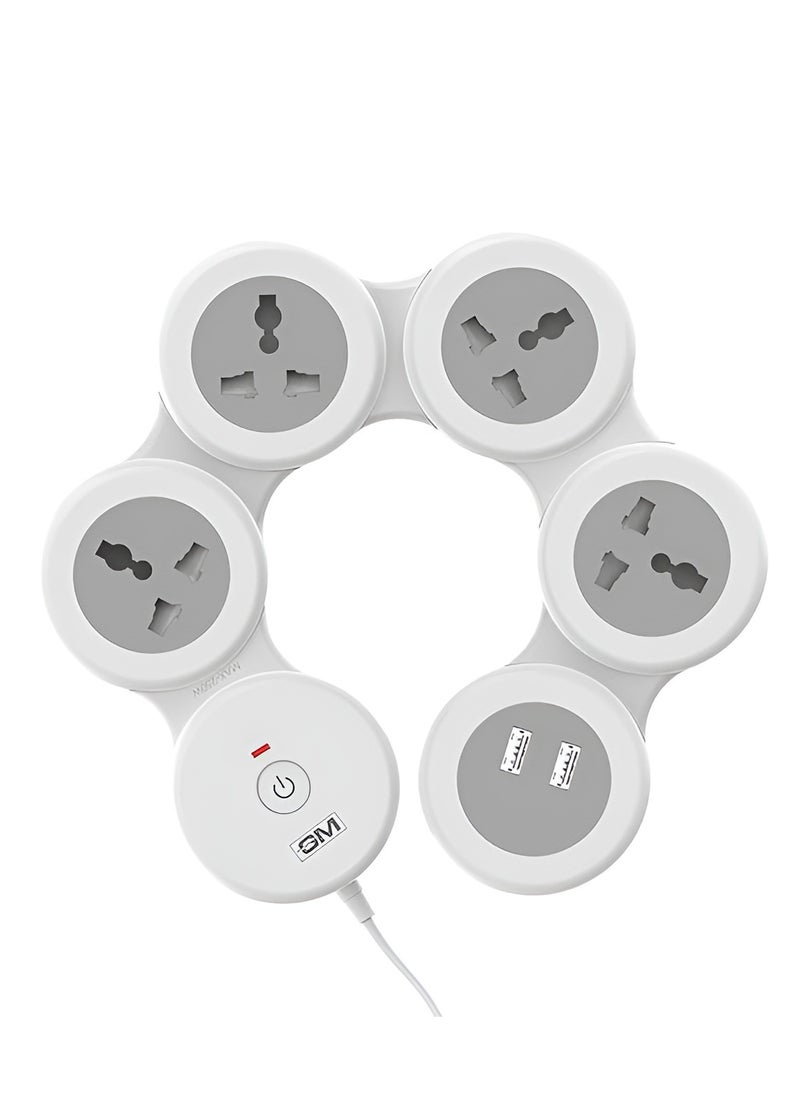 Cuba - Electric Extension Cuba Power Strip with 4 International Extension Socket 13A 2 USB 3.1A Output Safety Shutter 1.8 Meter Cable Ideal For All Electronic Devices Model GM 3276 - Image 1